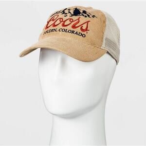 Coors Golden Colorado Adjustable Corduroy Trucker Baseball Cap Hat Tan